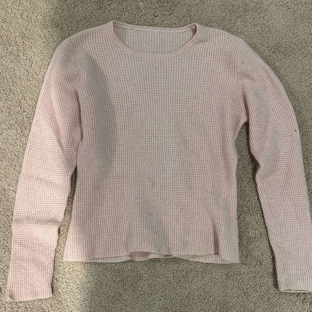 Pink Waffle Knit Long Sleeve Top